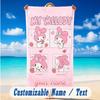 Beach Towel Custom Name Text, Quick Dry Large Towel For Beach HomeMy Melody