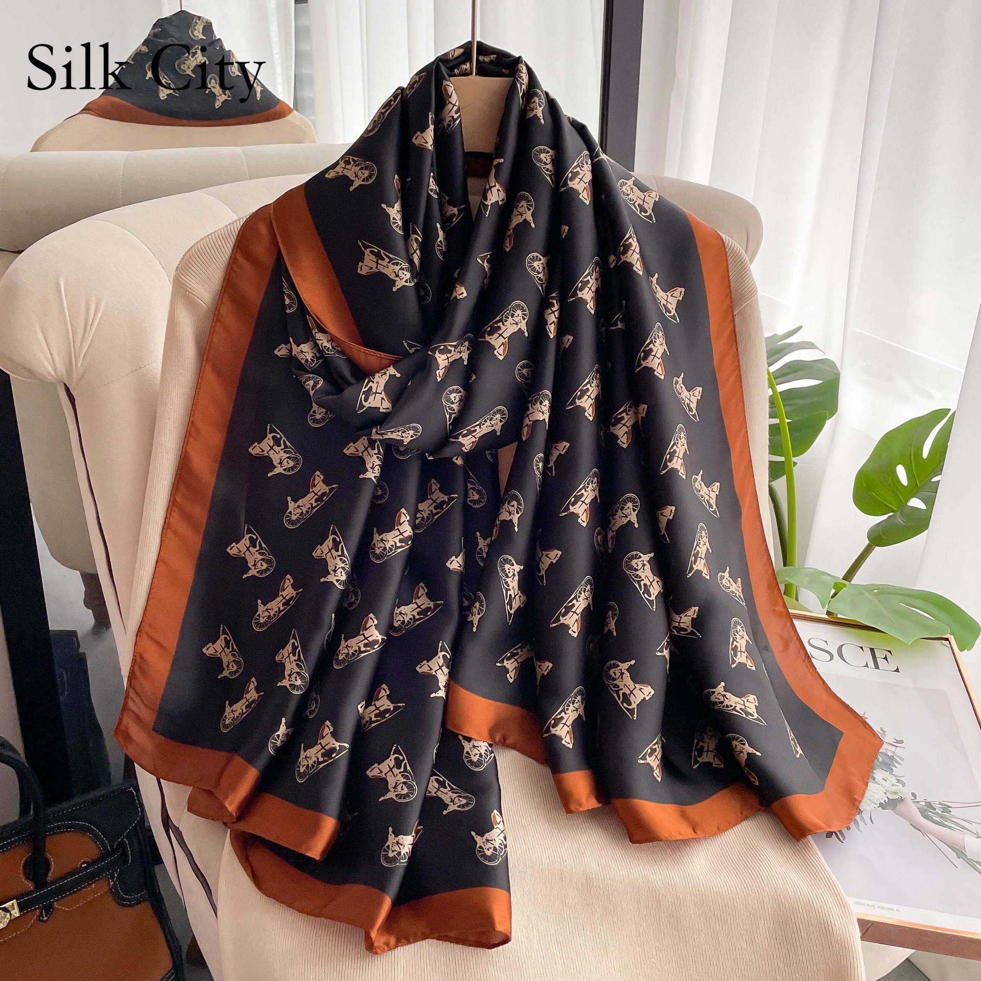 

Высококачественные роскошные шелковые шарфы, повязка на голову, шарфы, шейный шарф для женщин, цепочка, шелковый шарф, женская декоративная шаль