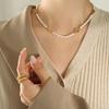 Vintage-Inspired Noble 'Fu' Pendant Freshwater Pearl Necklace - Personalized Jewelry In 18K Gold-Plated Titanium Steel