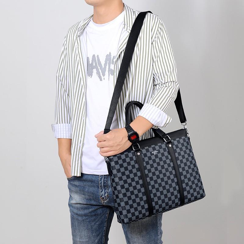 Mens Horizontal Messenger Bag Crossbody Shoulder 14-inch Laptop Briefcase Water Resistant Nylon Interior Business Commuter