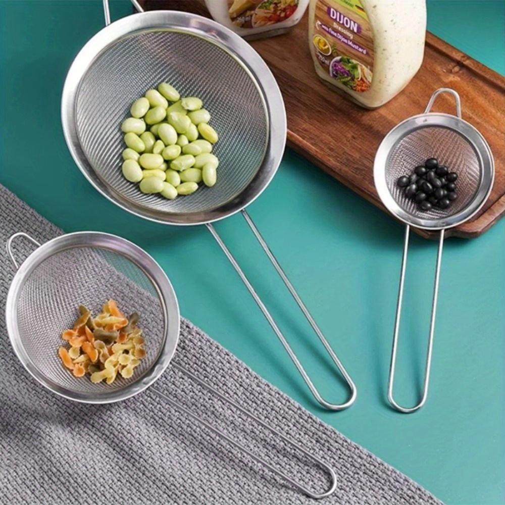 3Pcs/Set Mesh Strainer with Handle, Small Medium Large Size Sifter Metal, Stainless Steel Sieve Strainers for Kitchen
