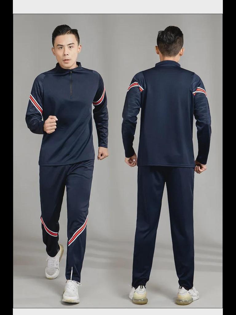 Half-Zip Contrast Stripe Sports Top with Half-Finger Sleeves