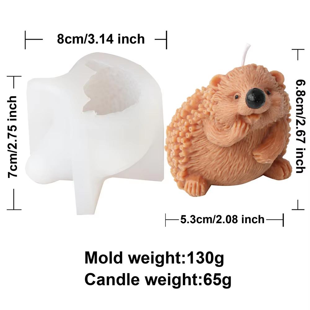 Cute Hedgehog Candle Mold 3D Cartoon Animal Hug Mushroom Apple Soap Craft Plaster Making Kit DIY Handmade Mold Home Decor Gifts