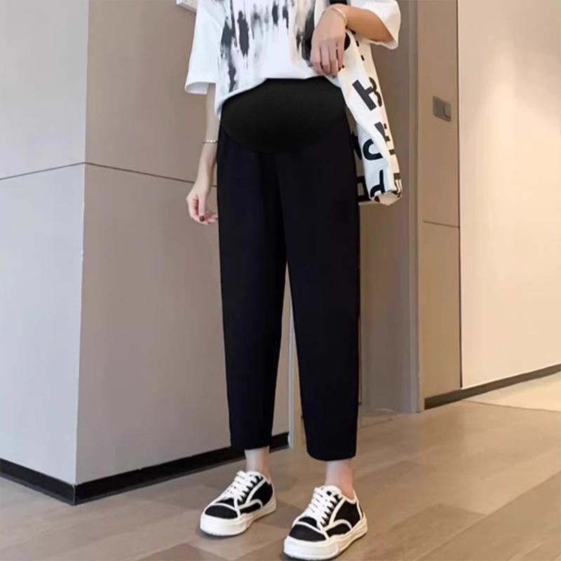 2026 Black Maternity Harem Pants: Comfortable Nine-Point Design for Spring and Autumn M