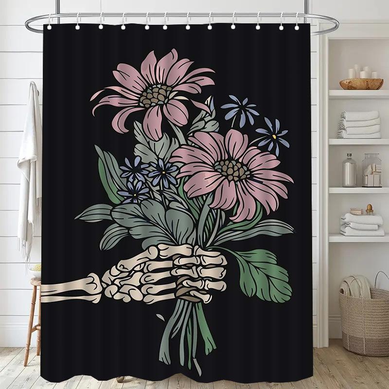 Close-Up Of The Pumpkin Monster Washable Dirt-Resistant Shower Curtain Shower Head Waterproof Polyester Bath For Home Decor
