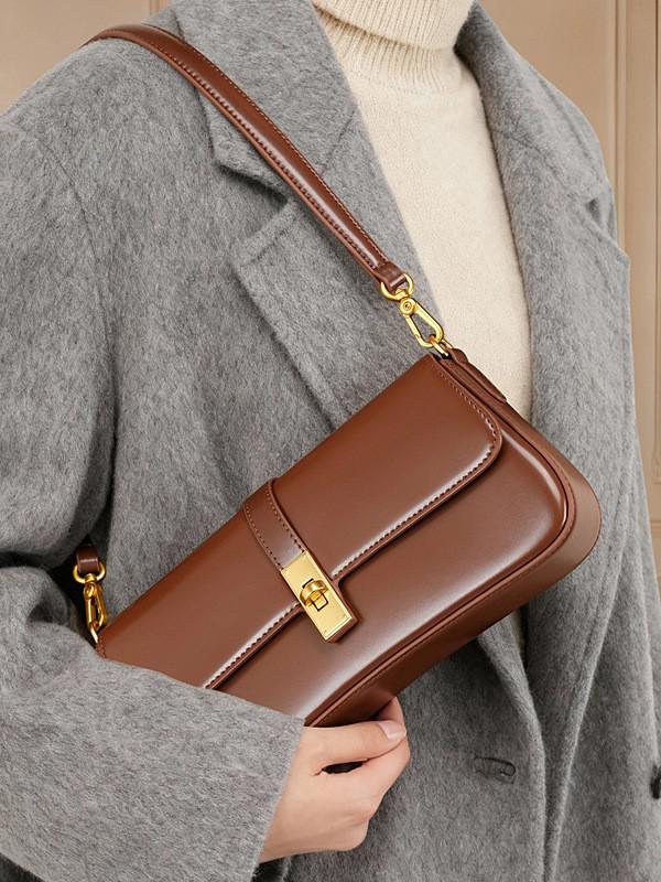 Niche Style Genuine Leather Baguette Shoulder Bag 2026 - Fashionable, Versatile Cowhide Women's Underarm Bag