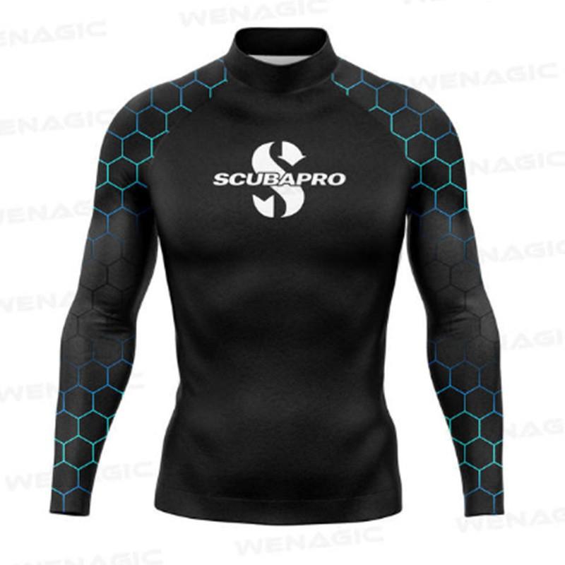 SCUBAPRO Uomo UPF 50 Manica Lunga Rash Guard Maglietta da Nuoto Surf Subacquea Estate Spiaggia Sport Acquatici