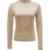 Women's Spliced Semi-High Collar Base T-Shirt