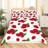 Strawberry Duvet Cover Full Size Comforter Cover Cute Strawberry Pattern Pink Decor Bedding Set for Kids Boys Girls Adults 3Pcs