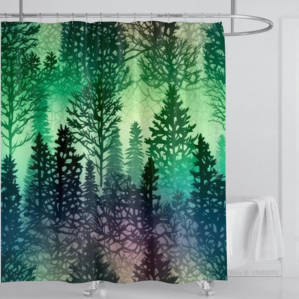 Mystical Forest Print Waterproof Shower Curtain - Stylish, Durable & Easy-Care Choice for Serene Nature-Inspired Bathroom Déco