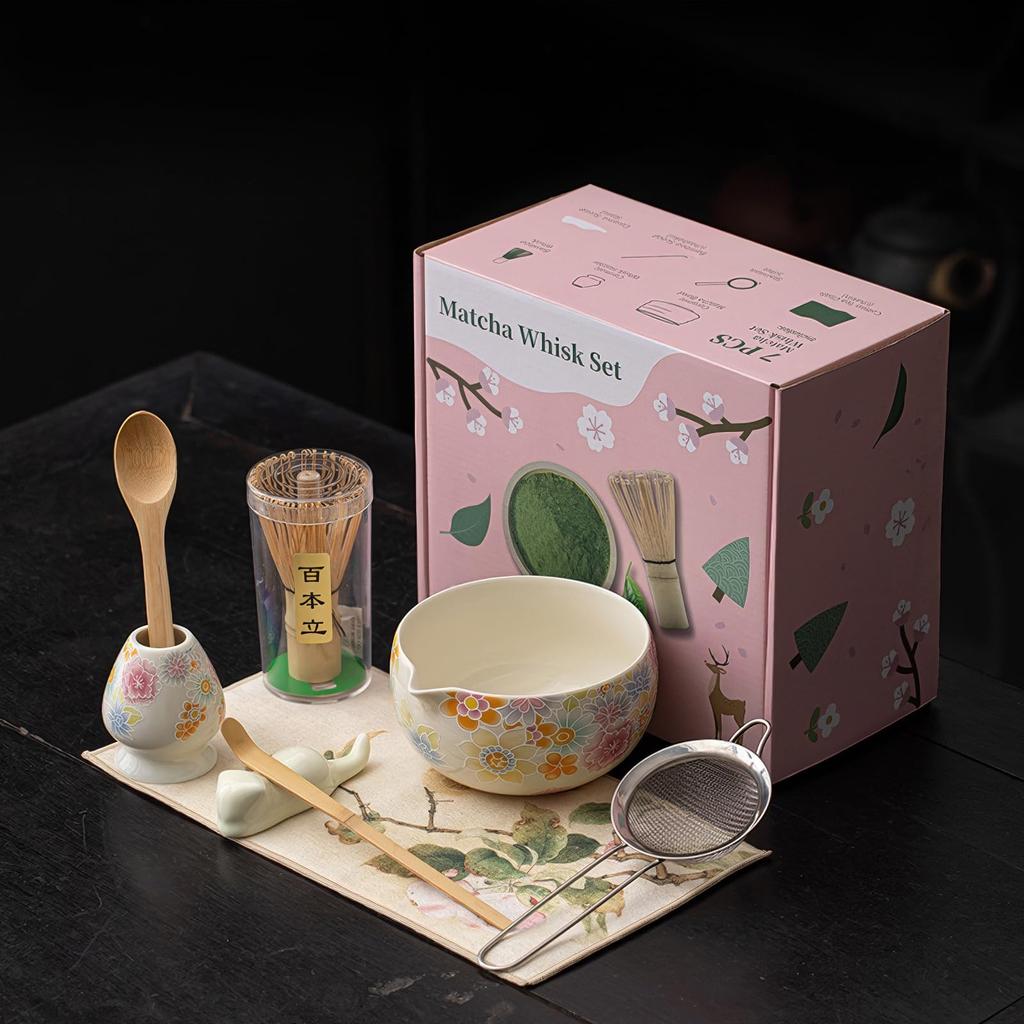JIKANNOYA Matcha Set Perfect for Home and Home Tea Includes Matcha Tea Tea Scoop Tea Whisk Whisk Cotton Tea and Matcha Easy to A stylish set with a