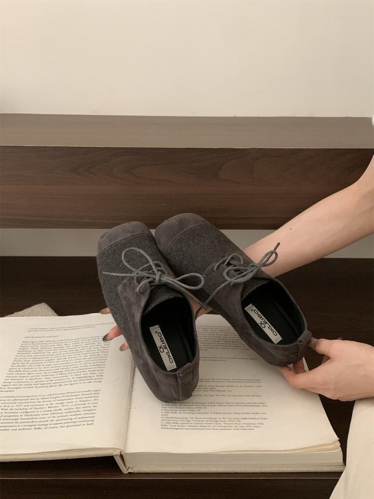 2025 Autumn and Winter New French Retro Round Head Flat-soled Single Shoes Women's Shoes One Pedal Loafers Women's Outer Wear