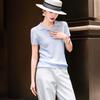 Lansere 2026 Summer Women's Hollow-Out Knit Polo Shirt