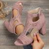 Large size fish mouth high heel sandals summer new buckle hollow bag heel women's shoes