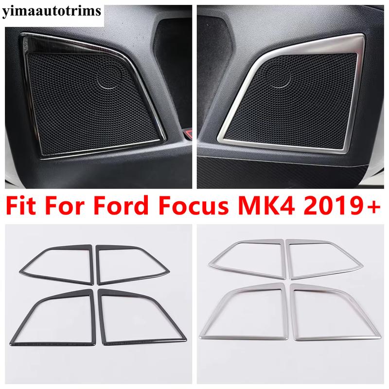 Car Inner Door Speaker Audio Frame Decoration Cover Trim Stainless Steel Accessories Interior Fit For Ford Focus MK4  - 2024
