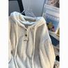 Korean Style Ice Silk Drawstring Hooded Sweater for Women - Autumn/Winter Knit Top 2025