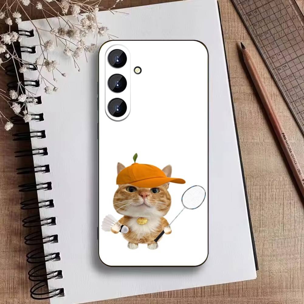 Großäugiges albernes Katzen-Maus-Handyhülle für Samsung Galaxy A73,A21s,A22,A31,A52,A53,A71,A41 Weiche schwarze Hülle