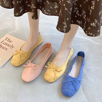 Round Toe Casual Shoes Women Spring Candy Color Flat Heel Knot Ballet Flats Shoes Slip On Loafer Sneakersisd34