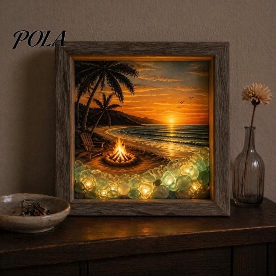 Soft Non-dazzling Night Light LED Photo Frame, Up Picture Wooden with 3D Surround Wall Decor Scenic Art Print, Ambient Lighting for Bedroom