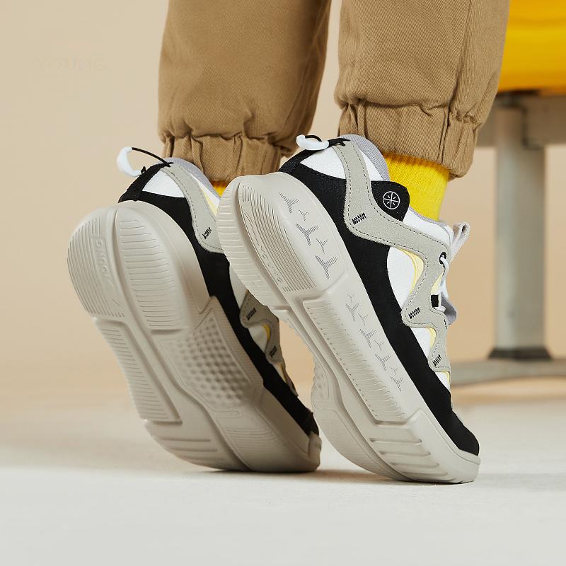 Li Ning Wade Wisdom Comfortable Versatile Kids Casual Shoes Kids Casual Shoes Off-White Black Gray-Green YKCS228-51