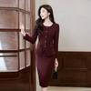 Trolman Ankala Red Women's Professional Round Neck Skirt Suit