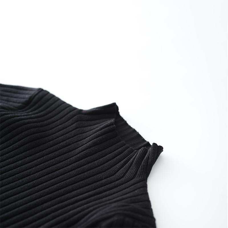 Dámské podzimní všestranné pletené šaty s falešným rolákem Nové zimní vnitřní vrstvy Šaty s dlouhým rukávem Ležérní volné středně dlouhé svetrové šaty