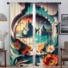 Modern Living Room Curtains 2 Pieces 3D Flower Curtains for Bedroom Blinds Blackout Curtain Partition Halloween Decoration Child