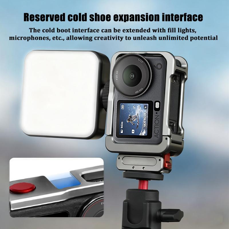 Neues Vollschutz-Rahmengehäuse für DJI OSMO ACTION 6 mit Cold Shoe 1/4-Loch Metallkäfig-Halterung Aluminiumlegierungsschale