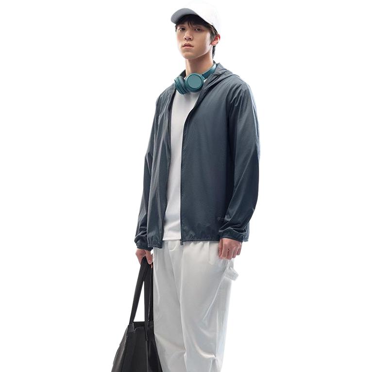 Anta Outdoor Series Sports Casual Simple Solid Color Hooded Breathable Sun Protection Jacket Men Jackets Gray 952527607-7