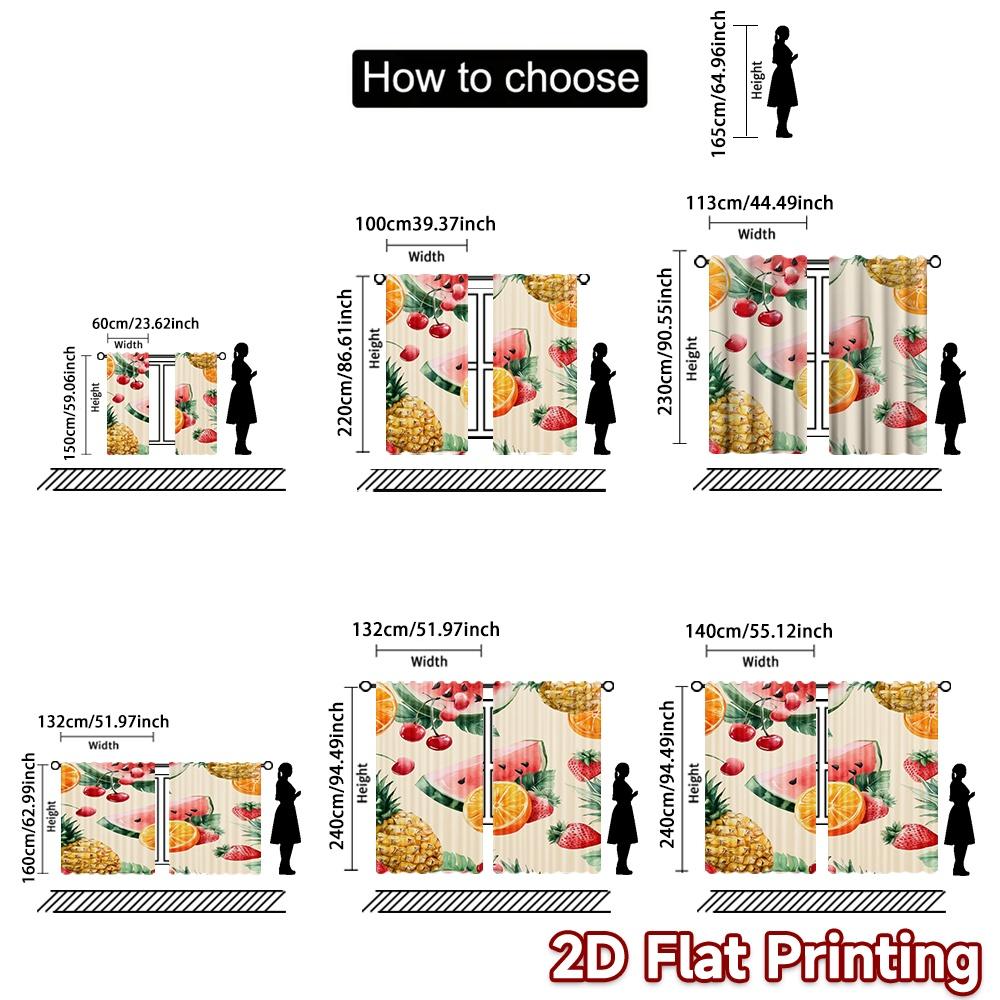 Set Of 2 Flat Printing Curtains Without Rod Fruit Fiesta Design Holiday Easter Printed Prints Curtain Light Filtering Made Polyester