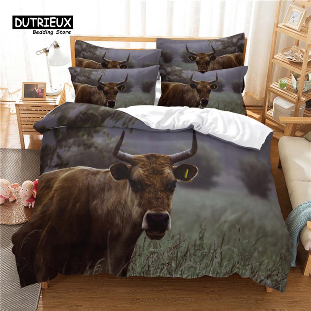 Blue Sky Cow Duvet Cover Set, Fashion Bedding Set, Soft Comfortable Breathable Duvet Cover, For Bedroom Guest Room Decor