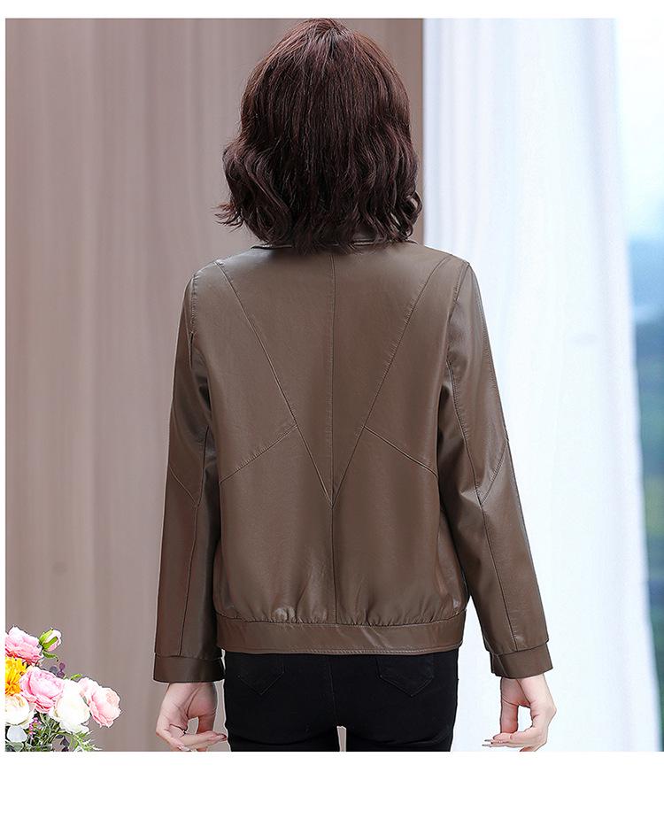 2025 Spring Women's Stylish Slim-Fit PU Leather Jacket - Fashionable Mom's Outerwear for 30s & 40s