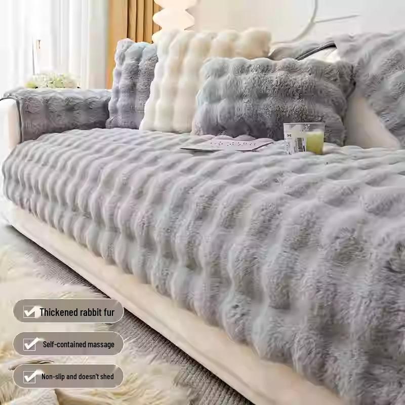 Нескользящая кроличья плюшевая зимняя подушка для дивана и одеяло-татами 30x50 Set (Excludes Core)
