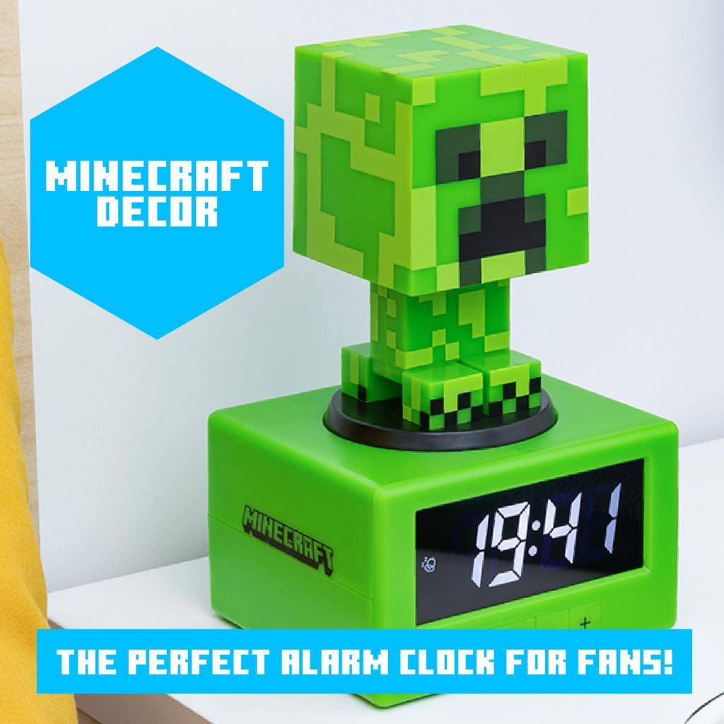 Paladone Minecraft Creeper Alarm Clock - Officially Licensed, In-Game Music & Night Light, for Kids & Tweens, Game Room Accessories