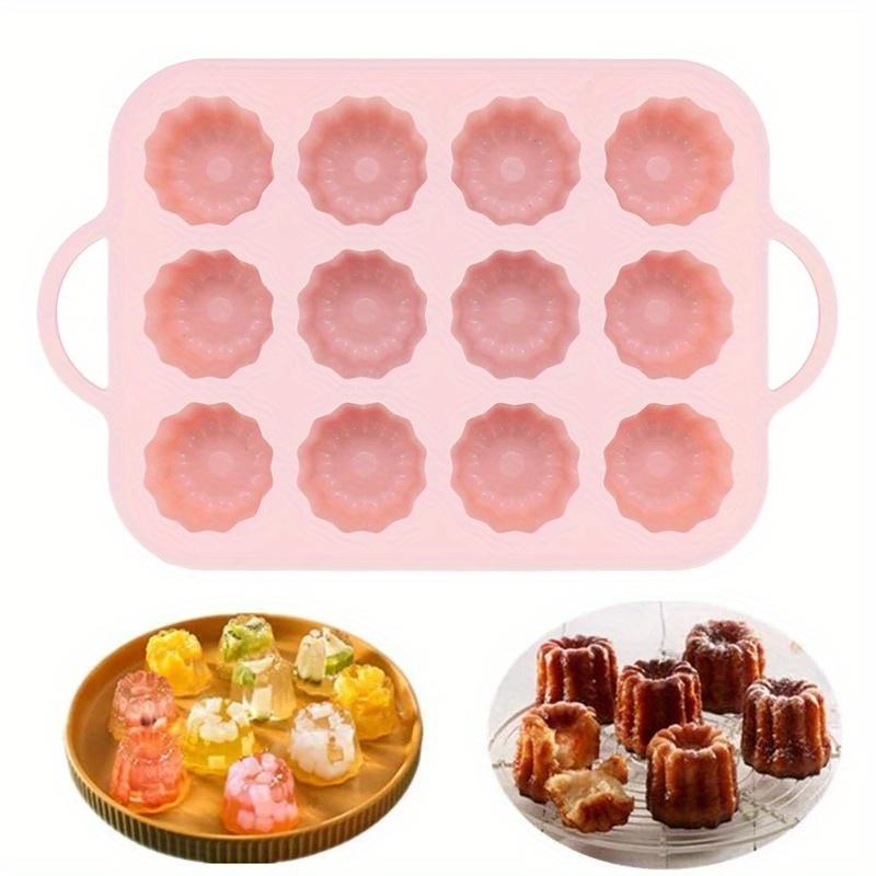 Canele Silikonform, 12-Kavitäten Mini Antihaft Canele Silikon Backkuchenform für Brot Muffin Spülmaschinenfest