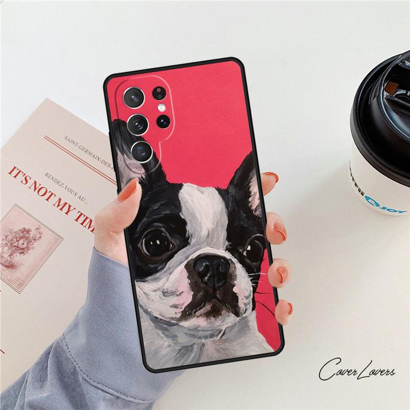 Boston Terrier Dog phone case For Samsung Galaxy S24 S25 S23 S22 Ultra Note 10 20 Plus S20 S21 FE Cover