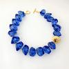 Vintage Chinese-Style Irregular Resin Beaded Necklace with Blue High-Transparency and Colorful Design