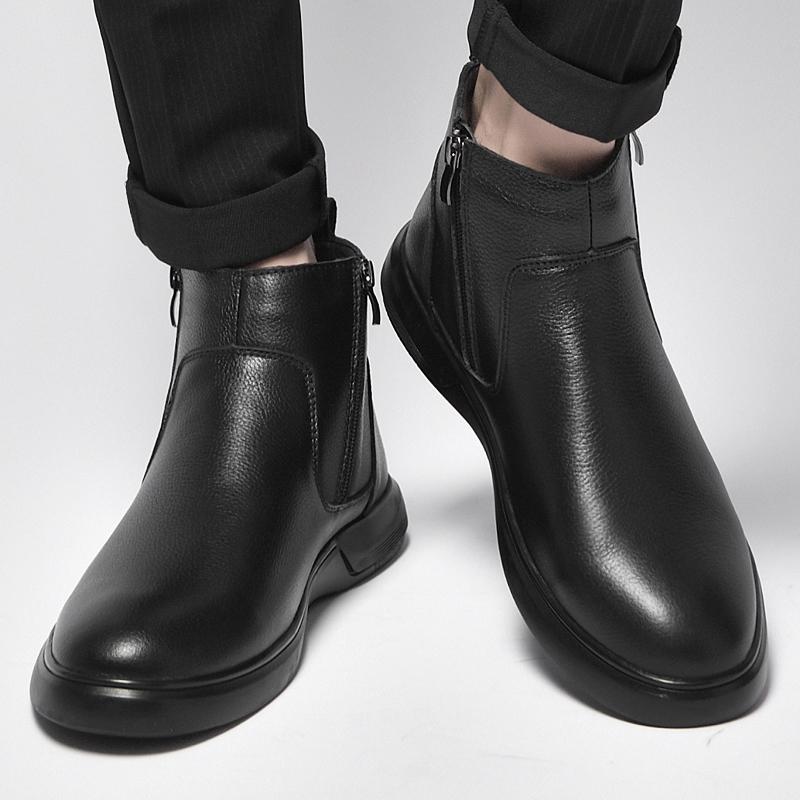 Herenwinterlaarzen van leer, comfortabel voor dagelijks gebruik, gemaakt van duurzaam materiaal van goede kwaliteit, stijlvol design en geschikt voor diverse gelegenheden.