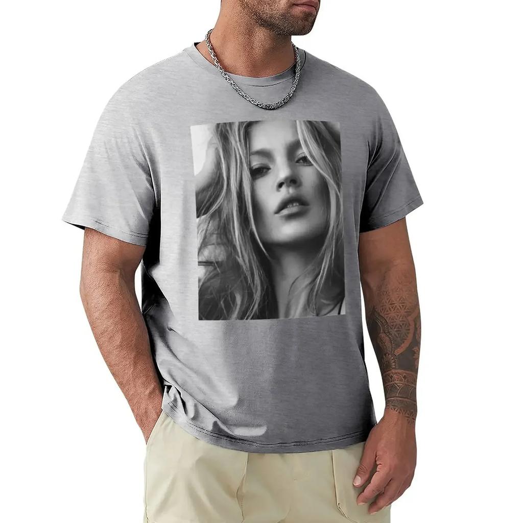 Kate Moss supermodel beauty portrait Long T-Shirt anime customs customizeds T-shirt summer top hippie clothes clothing