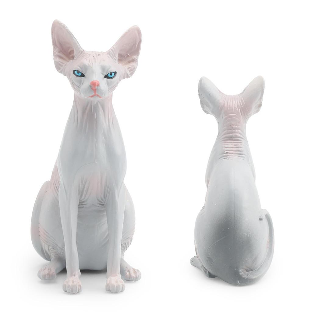 Decorative Static Sphynx Cat Sculpture Canadian Hairless Cat Pvc Toy For Home Decor