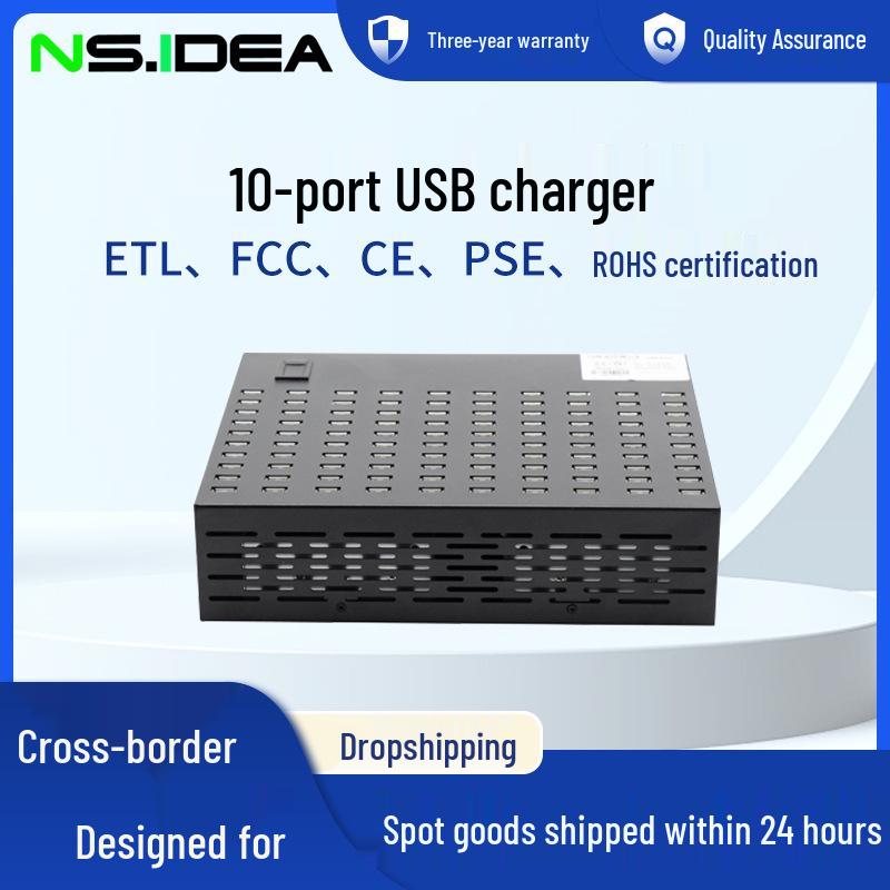 100-Port 800W High-Power Universal USB Charger for Studio & Multi-Device Charging 100-port чёрный