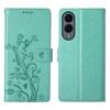 For Samsung Galaxy S25 Edge Wallet Case Butterfly Floral Imprint PU Leather Phone Cover with Wrist Strap