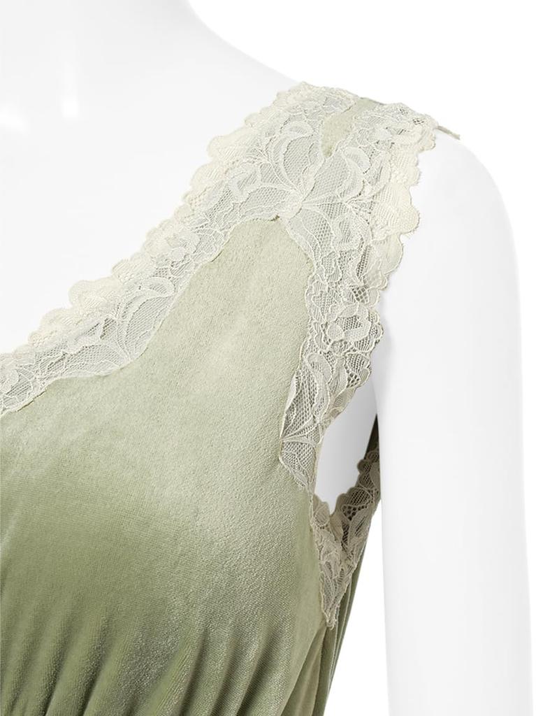 Velvet X Lace Dress PWCO254285GRNF [MUCHA] Cup-in
