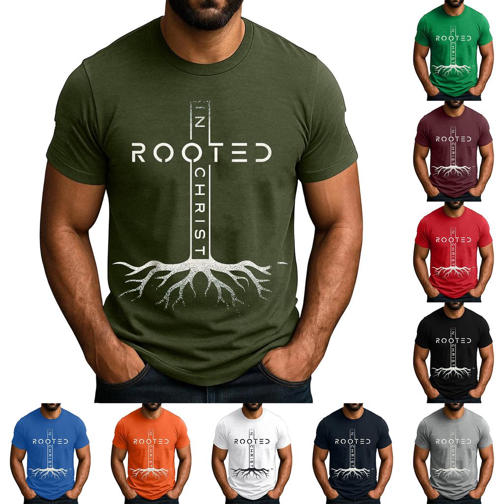 Mens T-Shirts Cotton T Shirts for Men Rooted In Graphic Print T Shirt Men Casual Crew Neck Mens T Shirt Short Sleeve