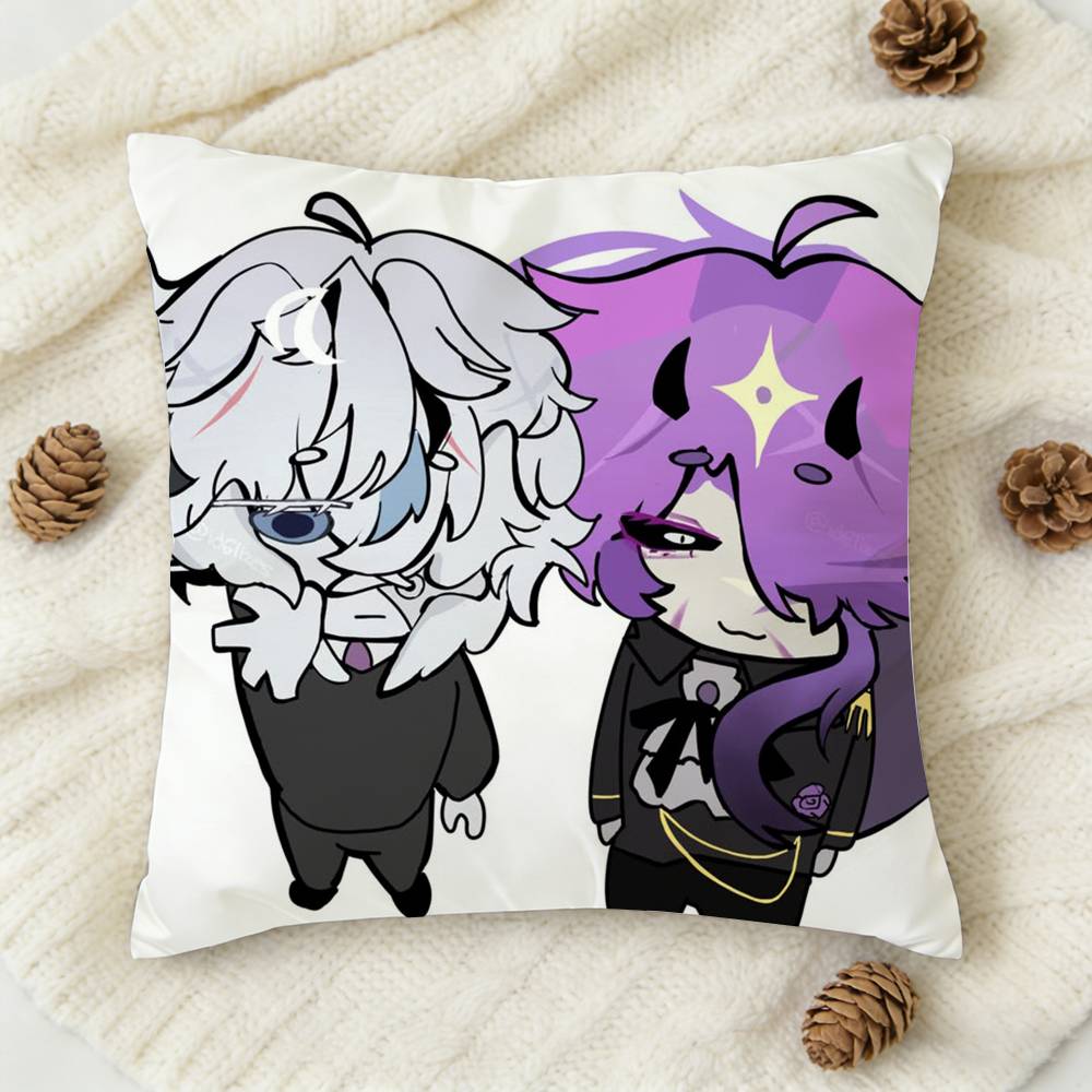 Anime Wemmbu Eggchan Tax Duo Doublesided Printed Square Decorative Cushion Cover for Sofa Living Room Home Decor