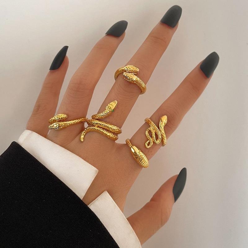 New dark hip-hop skull spider card exaggerated retro ring 24-piece set punk ring jewelry