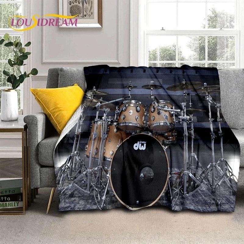 Drum Kit Drum Stand Set Music Instruments Soft Flannel Blanket for Beds Bedroom Sofa Picnic,Throw Blanket Outdoor Leisure Gift