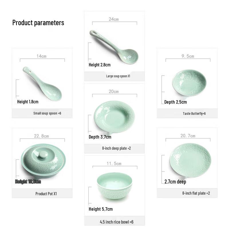 Su's Celadon Ceramic Dinnerware Set