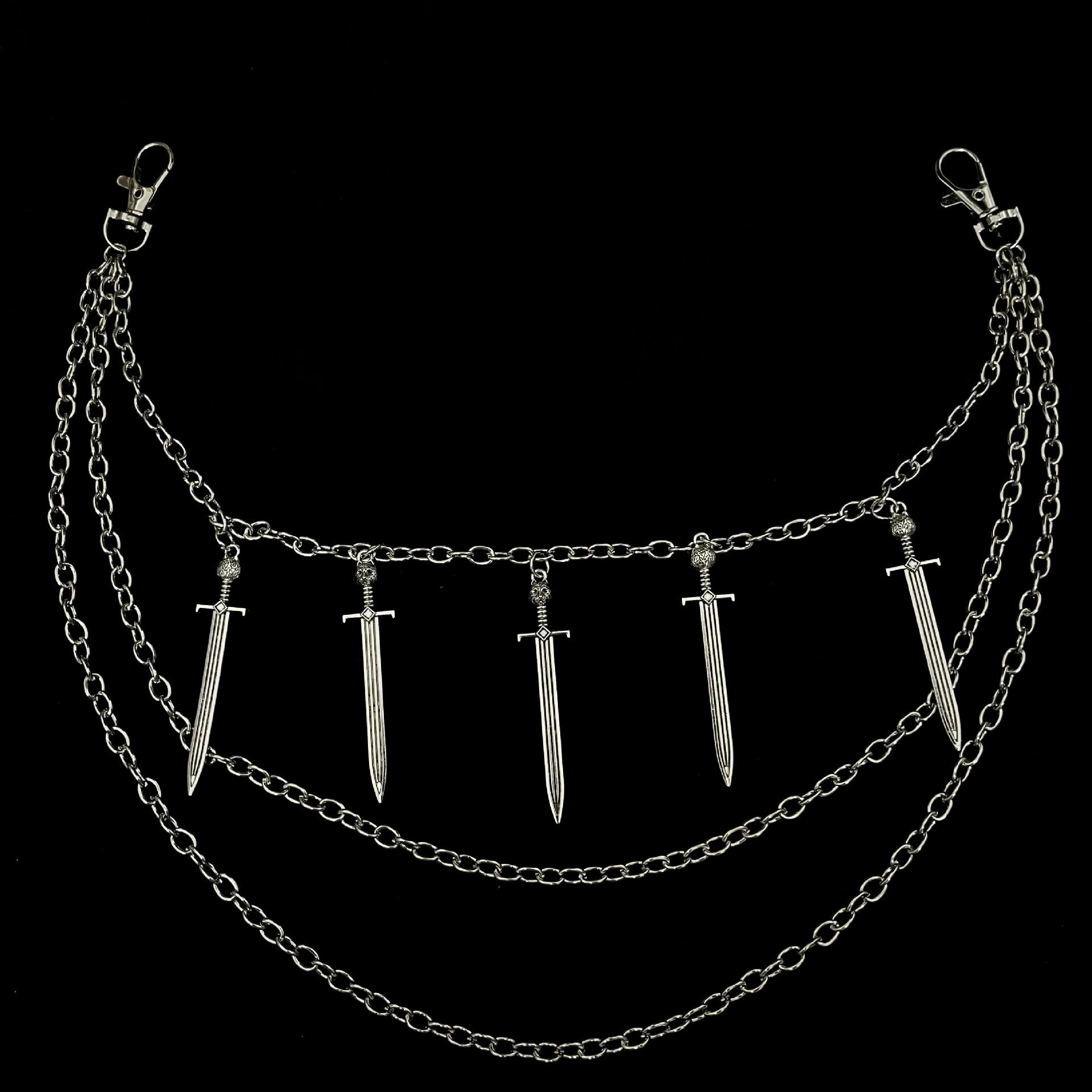 

Accessories, Longsword Pendants, Waist Chains, Multi-Layer Metal Retro Chains, Body Chains, Sexy Accessories срібний