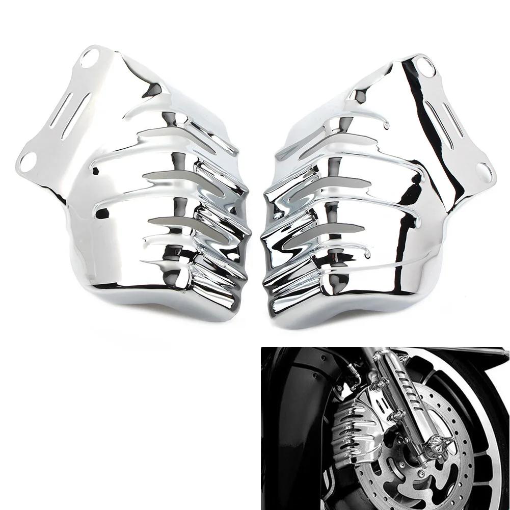 1Pair Black/Chrome For Harley Touring Road Glide Ultra FLTRU Motorcycle Steel Front Brake Caliper Covers